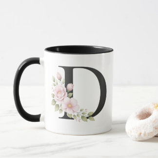 Mug Logo à lettre D florale