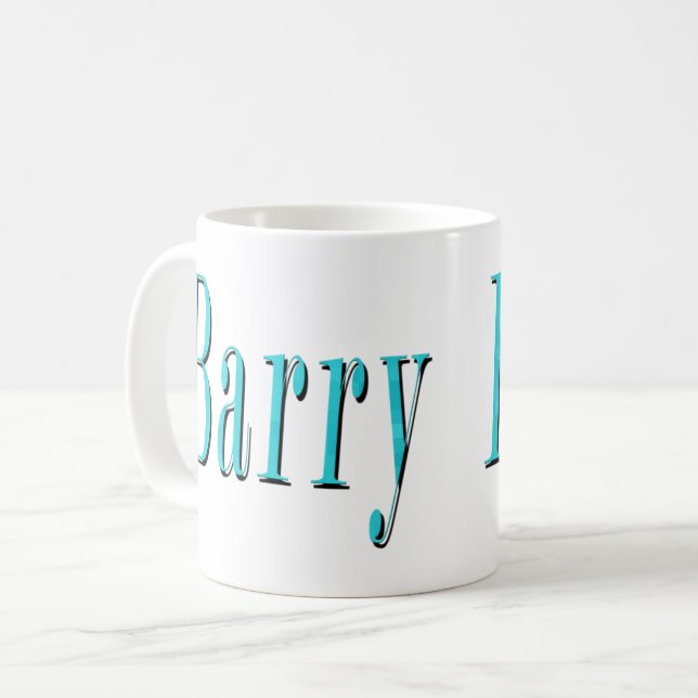 Mug Logo Aqua Blue Barry Name, (Devant gauche)