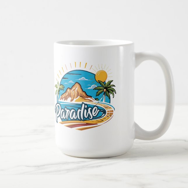Mug Logo Art d'Île Paradis Tropical (Droite)