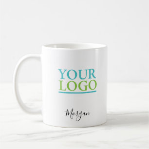 Mug Logo/Art/Photo, Nom Script noir, Blanc