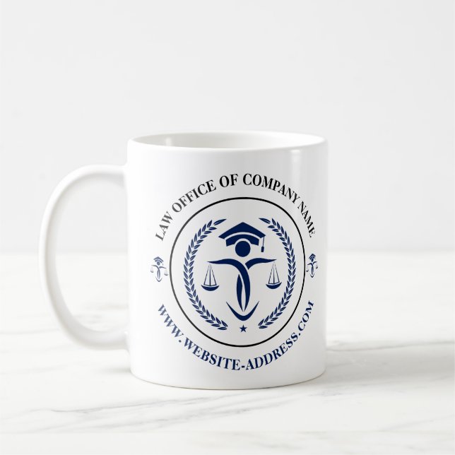 Mug Logo Blue Justice avec texte personnalisé (Gauche)