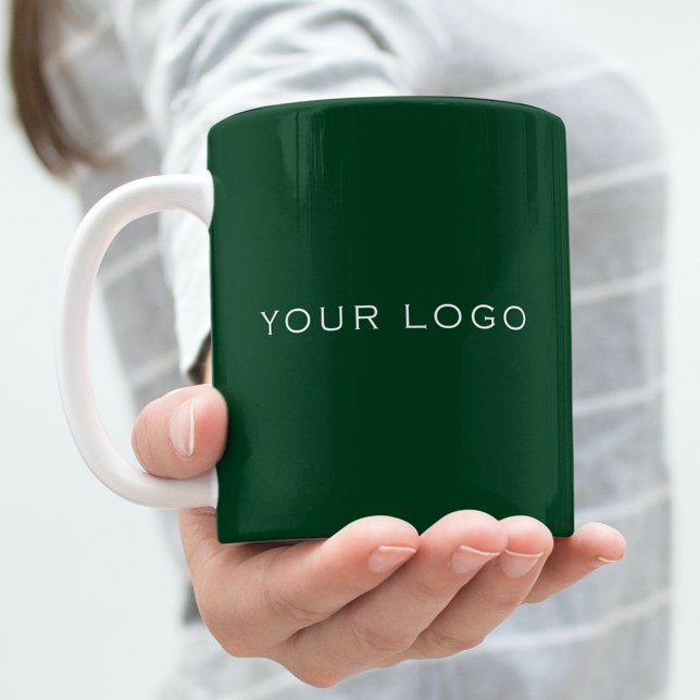 Mug logo commercial vert émeraude rectangulaire (Créateur téléchargé)