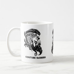 Mug Logo de barbier abstrait ornemental noir