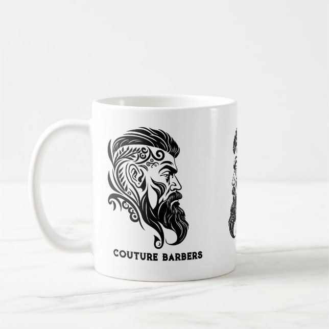 Mug Logo de barbier abstrait ornemental noir (Gauche)