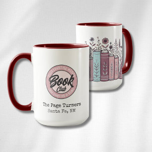 Mug Logo de club de lecture personnalisé & floral