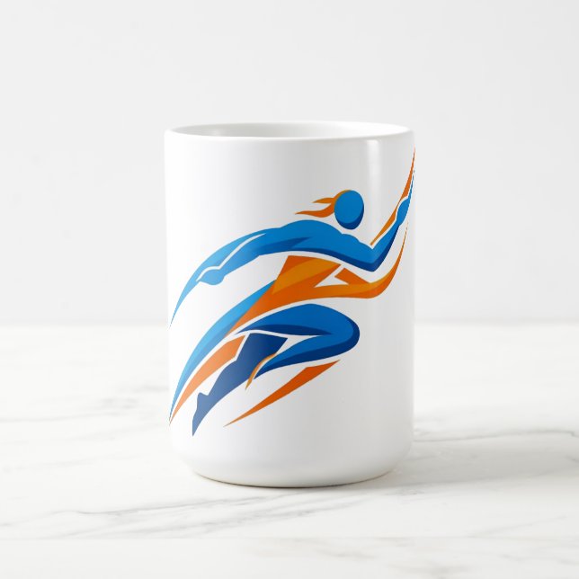 Mug Logo de coureur dynamique bleu orange Vitesse Cade (Centre)