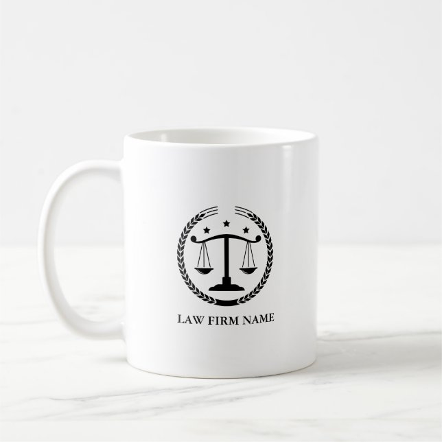 Mug Logo de justice noire et texte personnalisé (Gauche)