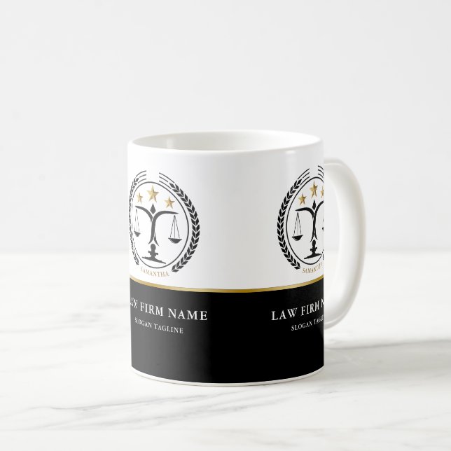 Mug Logo de la Justice Black White Gold (Devant droit)