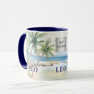 Mug Logo de l'entreprise de nom de palmiers de plage t