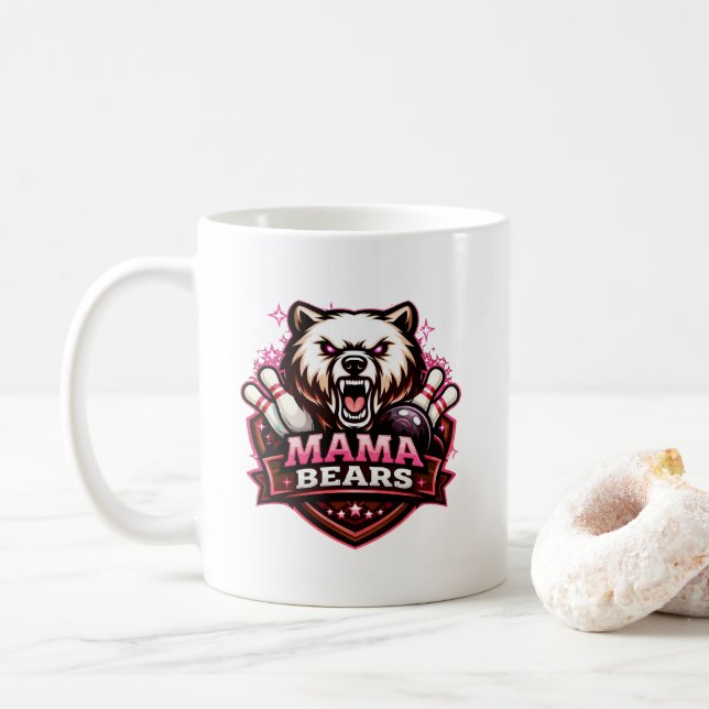 Mug Logo de l'équipe de bowling féminine Mama Bears (Avec donut)