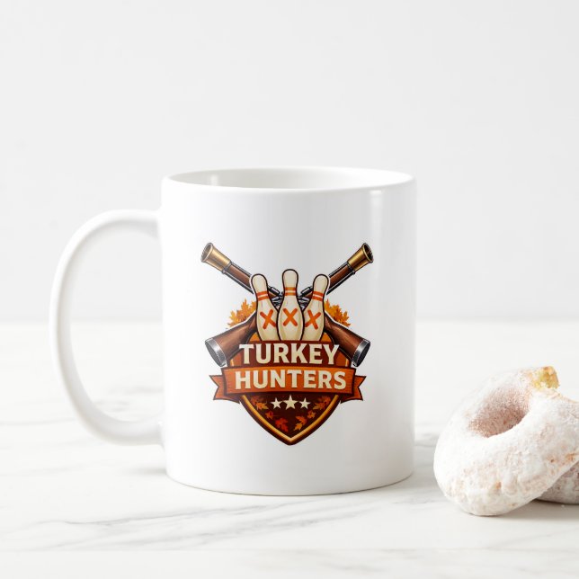 Mug Logo de l'équipe de bowling Turkey Hunters (Avec donut)