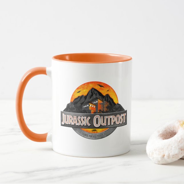 Mug Logo de log d'avant-poste classique du Jurassique (Avec donut)
