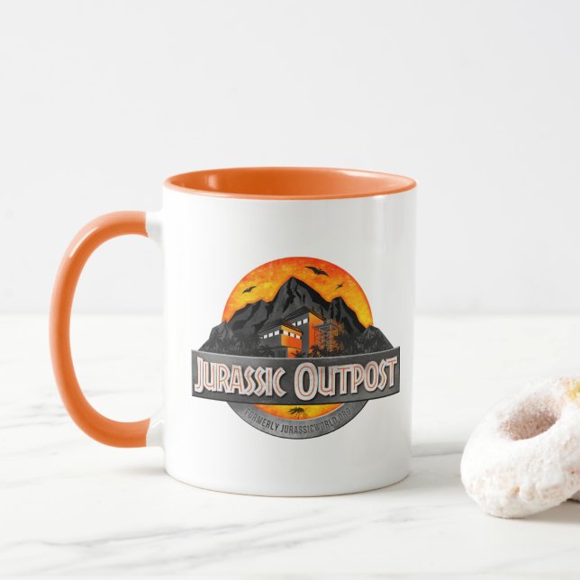 Mug Logo de log d'avant-poste classique du Jurassique (Avec donut)
