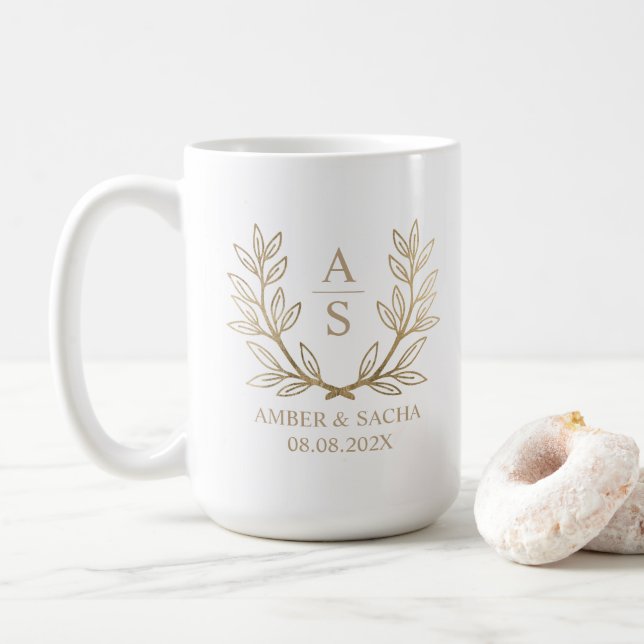 Mug Logo de Mariage monographique personnalisé avec co (Avec donut)