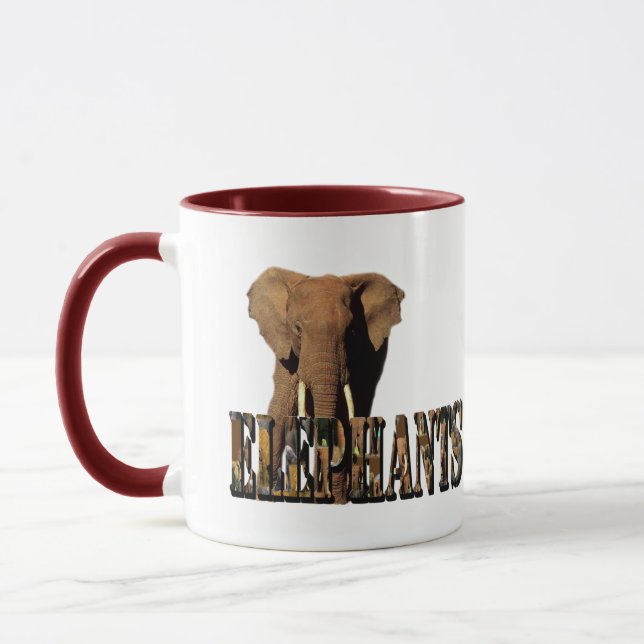 Mug Logo De Photos D'Éléphants, (Gauche)