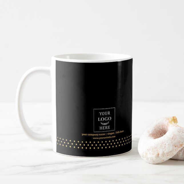 Mug Logo de société moderne points noirs et or (Avec donut)