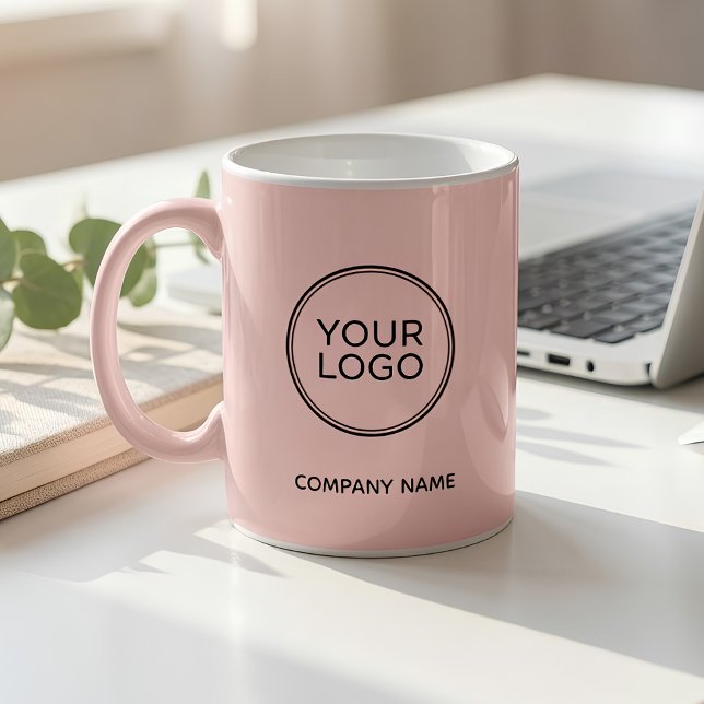 Mug Logo de société personnalisé rose (Créateur téléchargé)