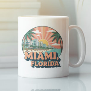 Mug Logo de voyage artistique vintage Miami Floride 80