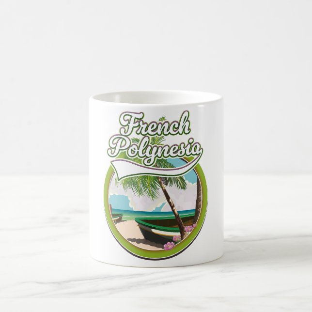 Mug logo de voyage en Polynésie française. (Centre)