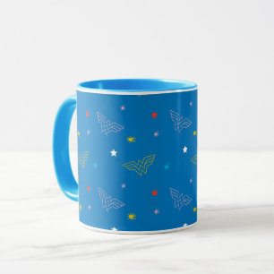 Mug Logo de Wonder Woman et étoiles motif bleu