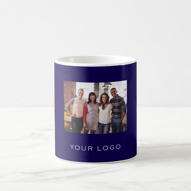 Mug Logo d'entreprise bleu photo rectangulaire (Centre)