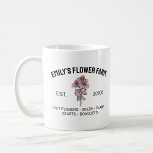 Mug Logo d'entreprise de ferme de fleurs rose et blanc