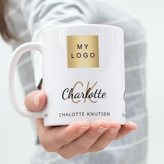 Mug Logo d'entreprise de nom monographique noir blanc (Créateur téléchargé)