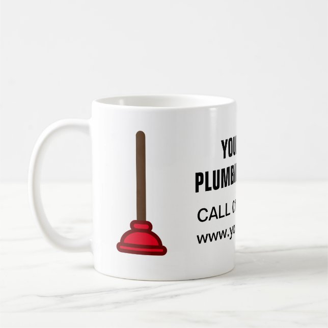 Mug Logo d'entreprise de plomberie à plongeur rouge (Gauche)