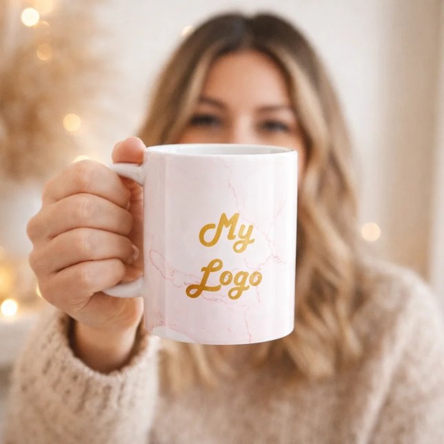 Mug Logo d'entreprise en marbre rose  (Créateur téléchargé)