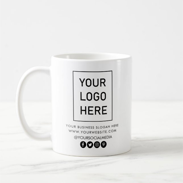Mug Logo d'entreprise et texte Société Élégant minimal (Gauche)