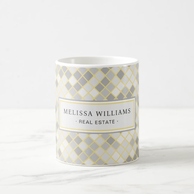 Mug Logo d'entreprise géométrique jaune et gris modern (Centre)