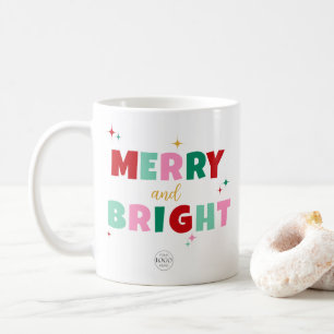 Mug Logo d'entreprise Merry & Bright Colorée Typograph
