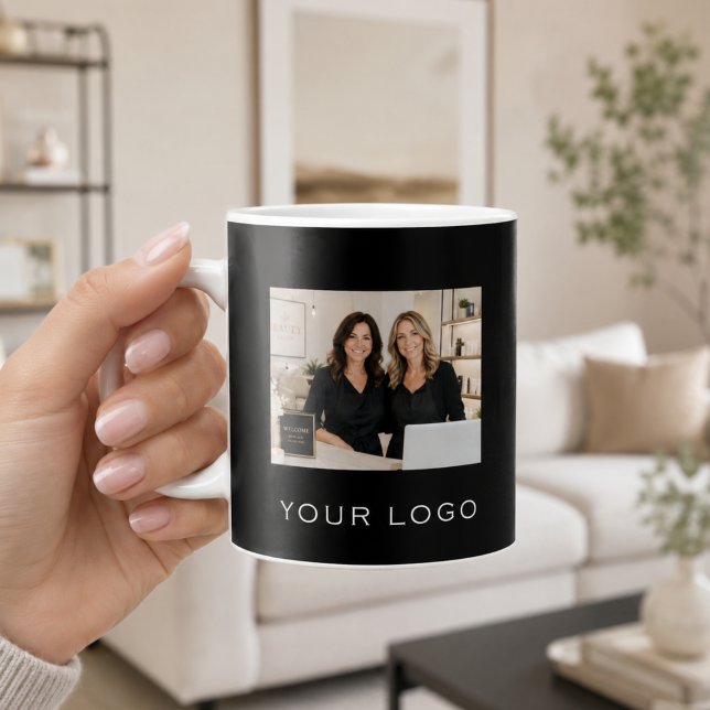 Mug Logo d'entreprise noir photo rectangulaire (Créateur téléchargé)