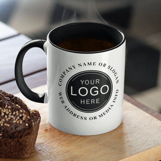 Mug Logo d'entreprise ou marque moderne Professional (Several cup types and sizes to choose from. Logo & text are on front and back.)
