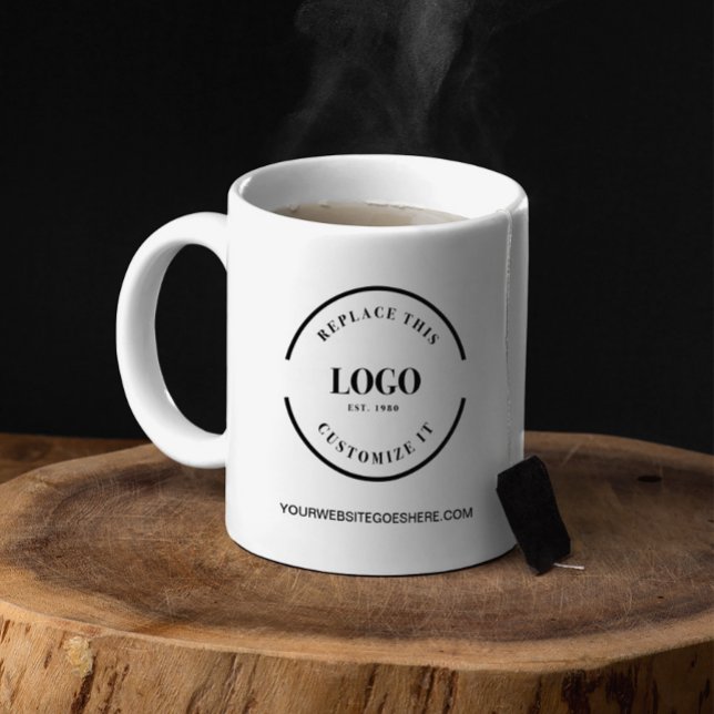 Mug Logo d'entreprise personnalisé (Customizable logo and website on business mug.)