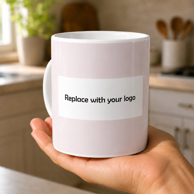 Mug Logo d'entreprise rectangulaire rose blush (Créateur téléchargé)