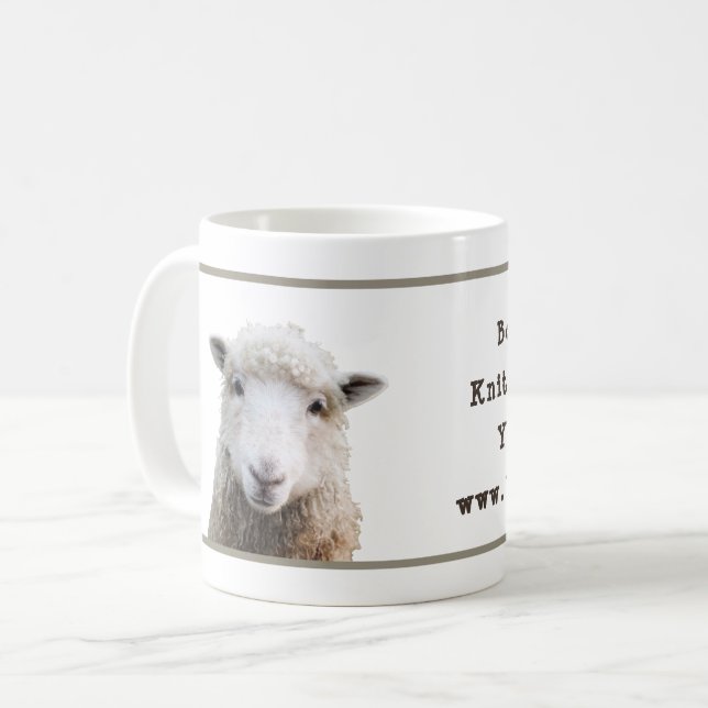 Mug Logo du concepteur de tricot-fils moutons (Devant gauche)