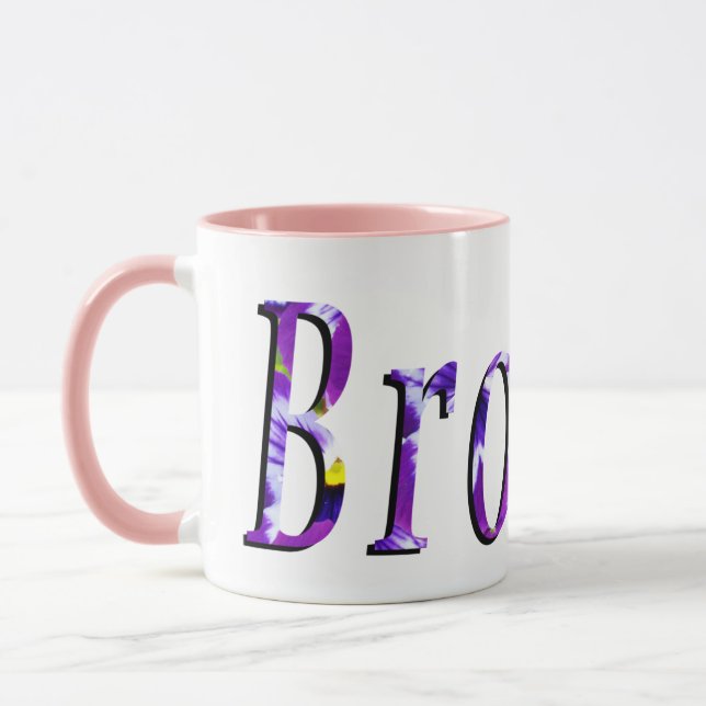 Mug Logo du nom de Brooke Florale Violet, (Gauche)
