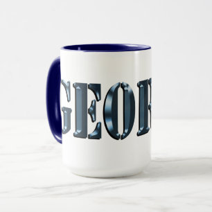Mug Logo du nom de George Dimensional Bleu,  