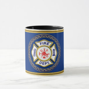 Mug Logo du Service des incendies Insigne bleu et blan