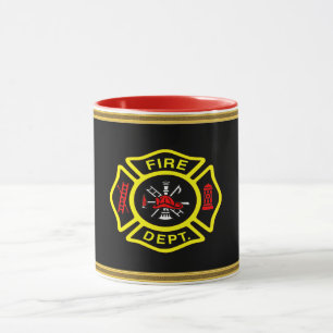 Mug Logo du service d'incendie Badge noir et jaune