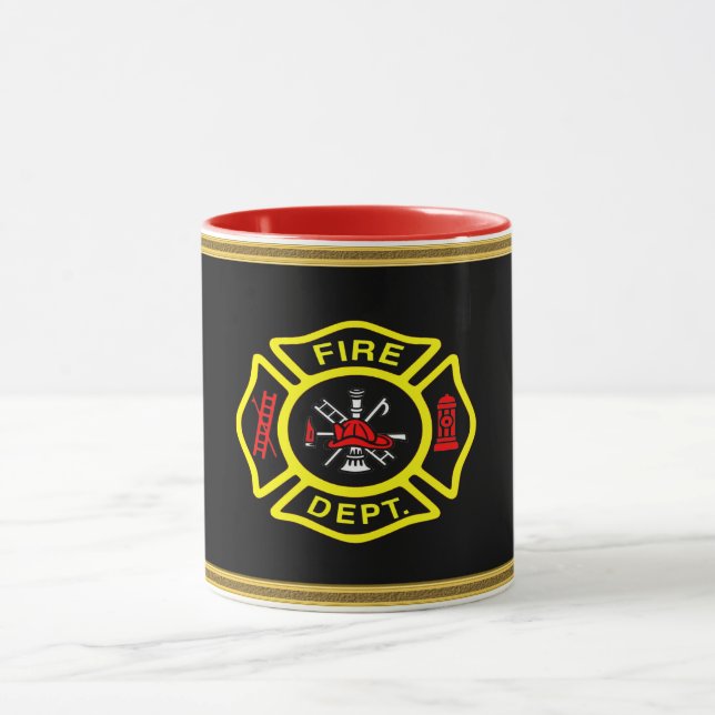 Mug Logo du service d'incendie Badge noir et jaune (Centre)
