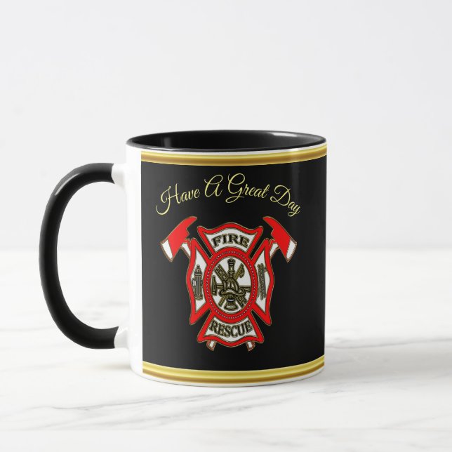 Mug Logo du service d'incendie Feuille or et insigne r (Gauche)