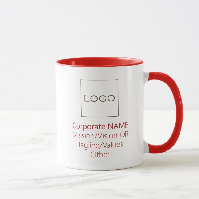 Mug Logo Entreprise Entreprise Logo Customisé Rouge (Droite)
