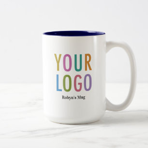Mug Logo Intérieur Bleu Marine pour Entreprise Nom