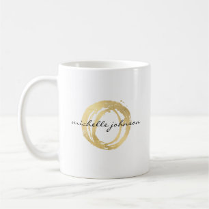 Mug Logo Luxe Faux Gold Peint Cercle Designer