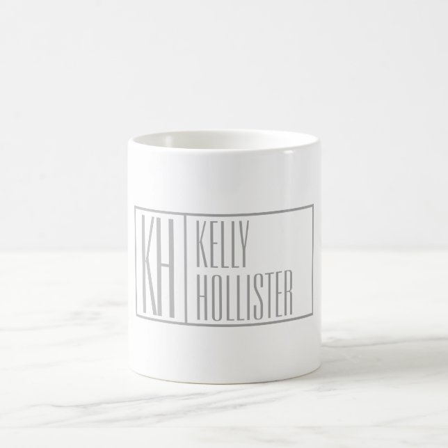 Mug Logo Moderne Grey Initiales & Nom (Centre)