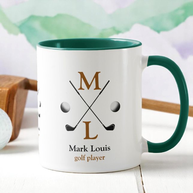 Mug Logo Monogramme du joueur de golf (Créateur téléchargé)
