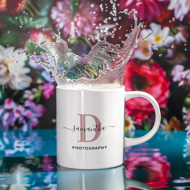 Mug Logo Monogramme minimaliste rose Gold (Rose Gold Minimalist Monogram Logo Coffee Mug)