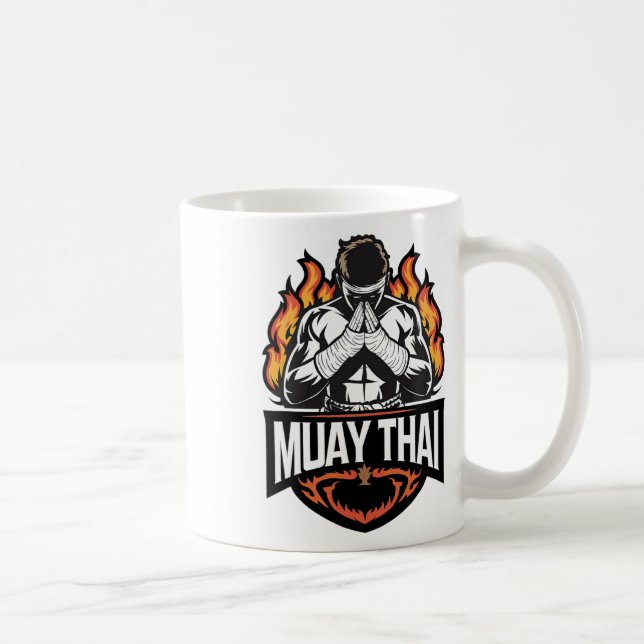 Mug Logo Muay Thai - Combattant de Boxe Thaïlandaise  (Droite)